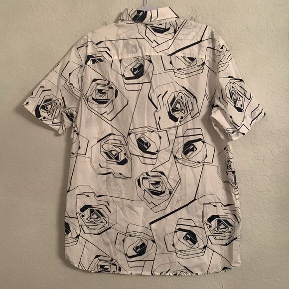 Perry Ellis Stretch White Navy Rose Men’s Shirt Size L Tall - Picture 3 of 9